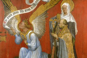 Picardía 084 - Laon - Museo - “El Donante y el Ángel de la Anunciación” - Maestro de las Horas de Rohan - pintura al óleo sobre roble del siglo XV de Unknown